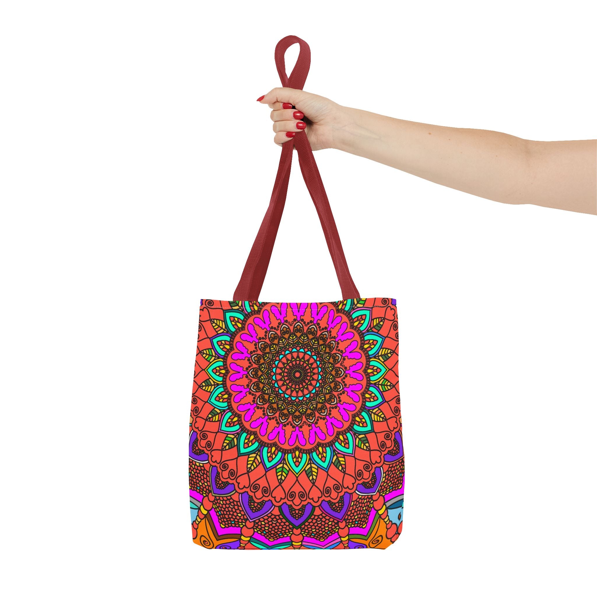 Borsa tote con mandala colorati – Stampa all-over in stile boho psichedelico
