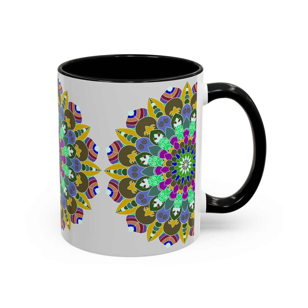 A vibrant and tranquil mandala art mug with colorful and intricate design