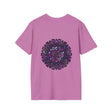 Softstyle unisex purple mandala art t-shirt with hand-drawn design
