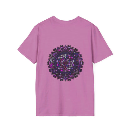 Softstyle unisex purple mandala art t-shirt with hand-drawn design