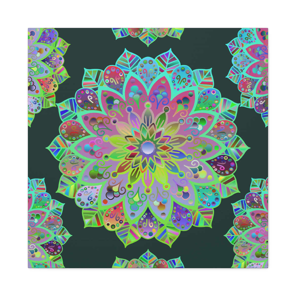 Vibrant Mandala Matte Canvas Wall Art — Colorful Floral Boho Stretched Print