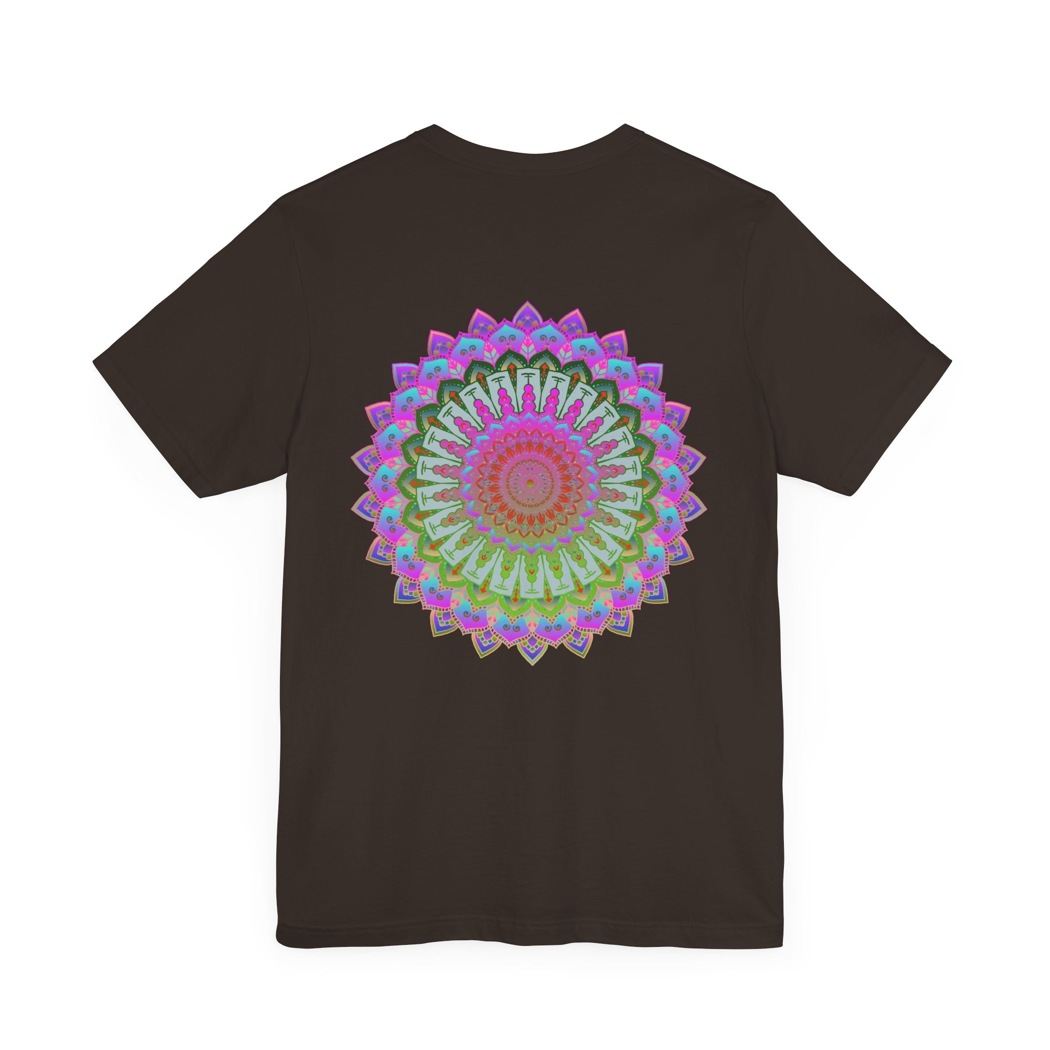 Beautiful and vibrant mandala tee featuring intricate patterns for spiritual peace and harmony, perfect for meditation and relaxation