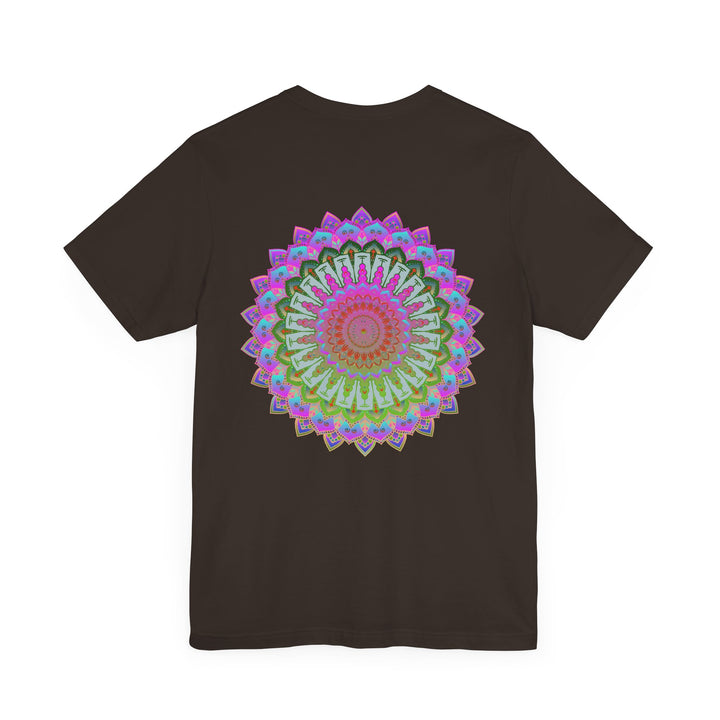 Beautiful and vibrant mandala tee featuring intricate patterns for spiritual peace and harmony, perfect for meditation and relaxation