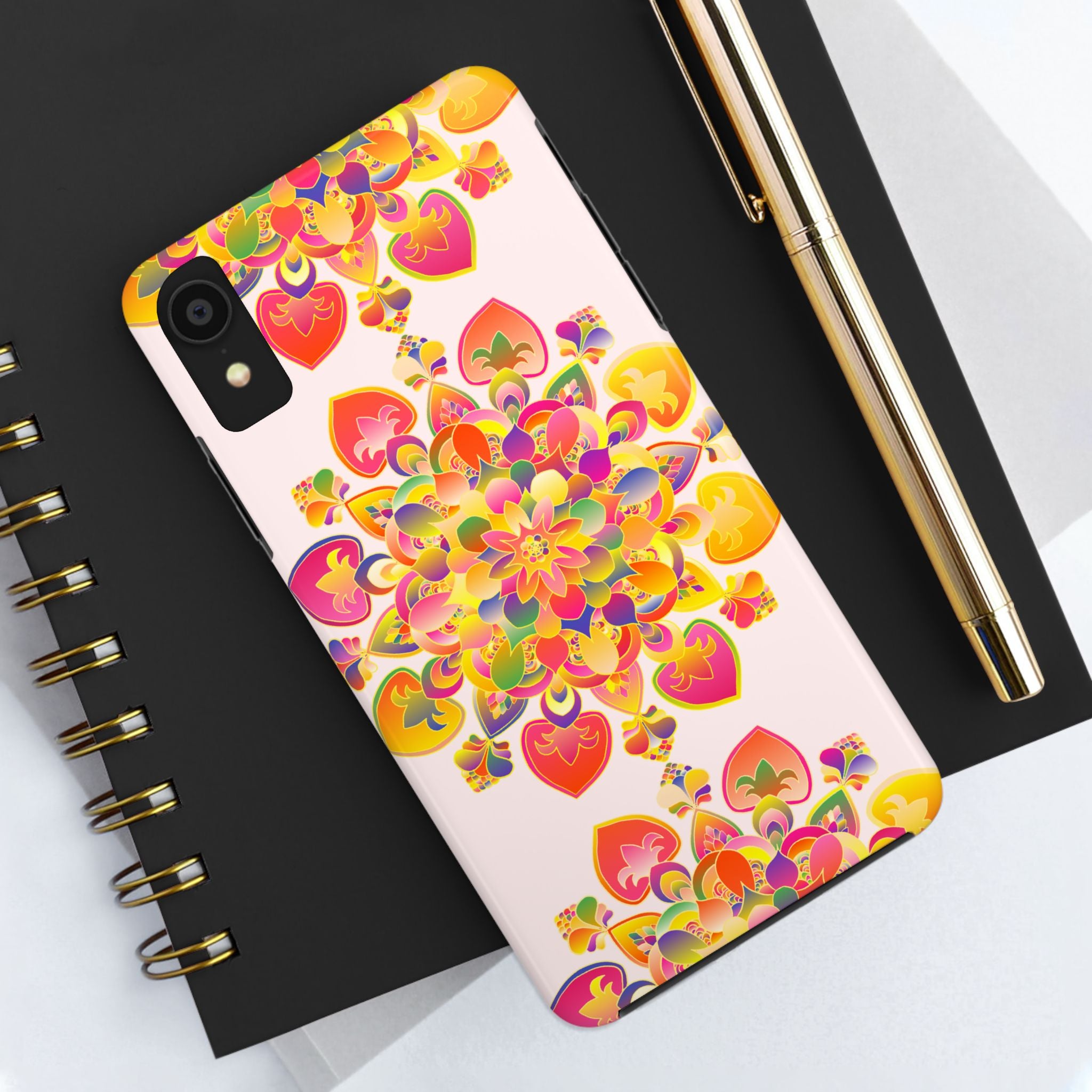 Colorful hand drawn mandala art phone case with intricate designs