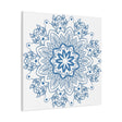 Handmade Mandala Art in Steel Blue on Matte Canvas, Stretched and 125 inches thick, perfect for adding a touch of elegance to any space
