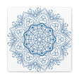 A beautiful handmade mandala design wall art in steel blue color, printed on matte canvas, stretched and framed with a 125 inch frame