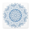 A beautiful handmade mandala design wall art in steel blue color, printed on matte canvas, stretched and framed with a 125 inch frame