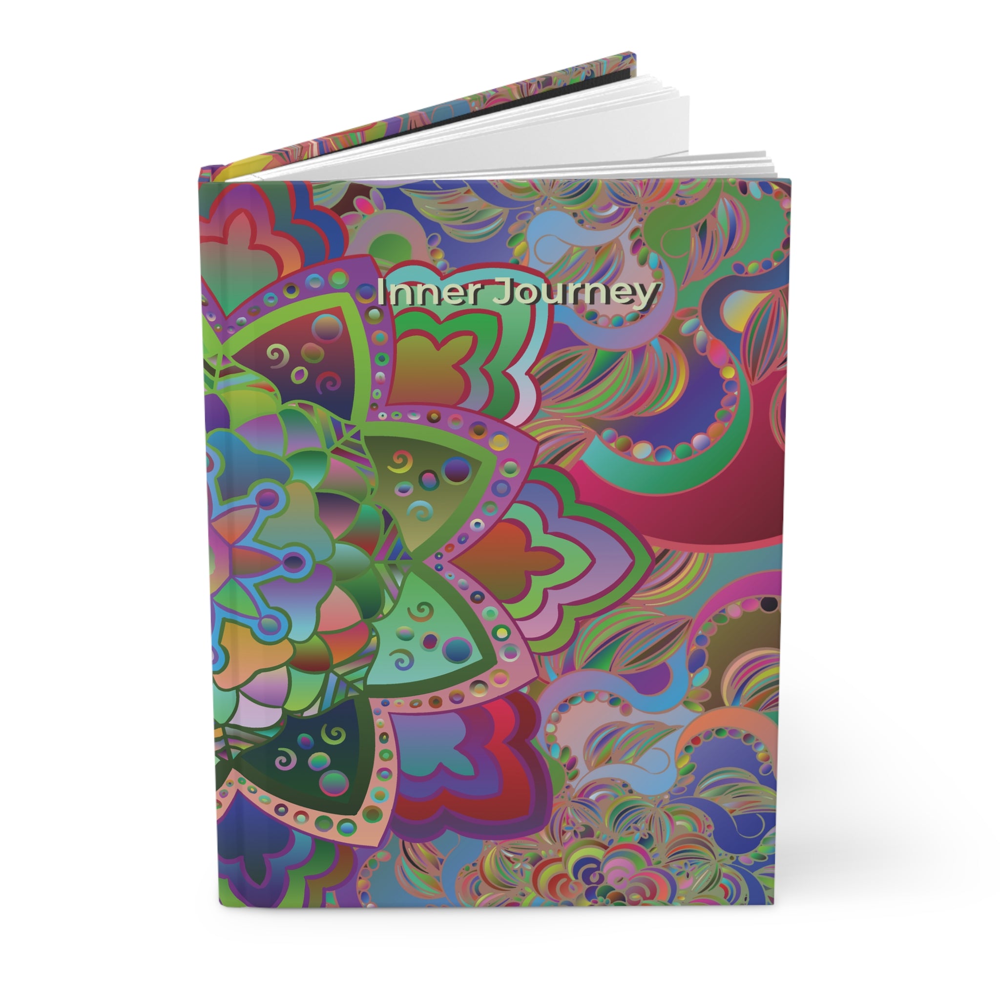 Diario con copertina rigida e mandala colorato — Diario estetico vibrante e quaderno per la cromoterapia