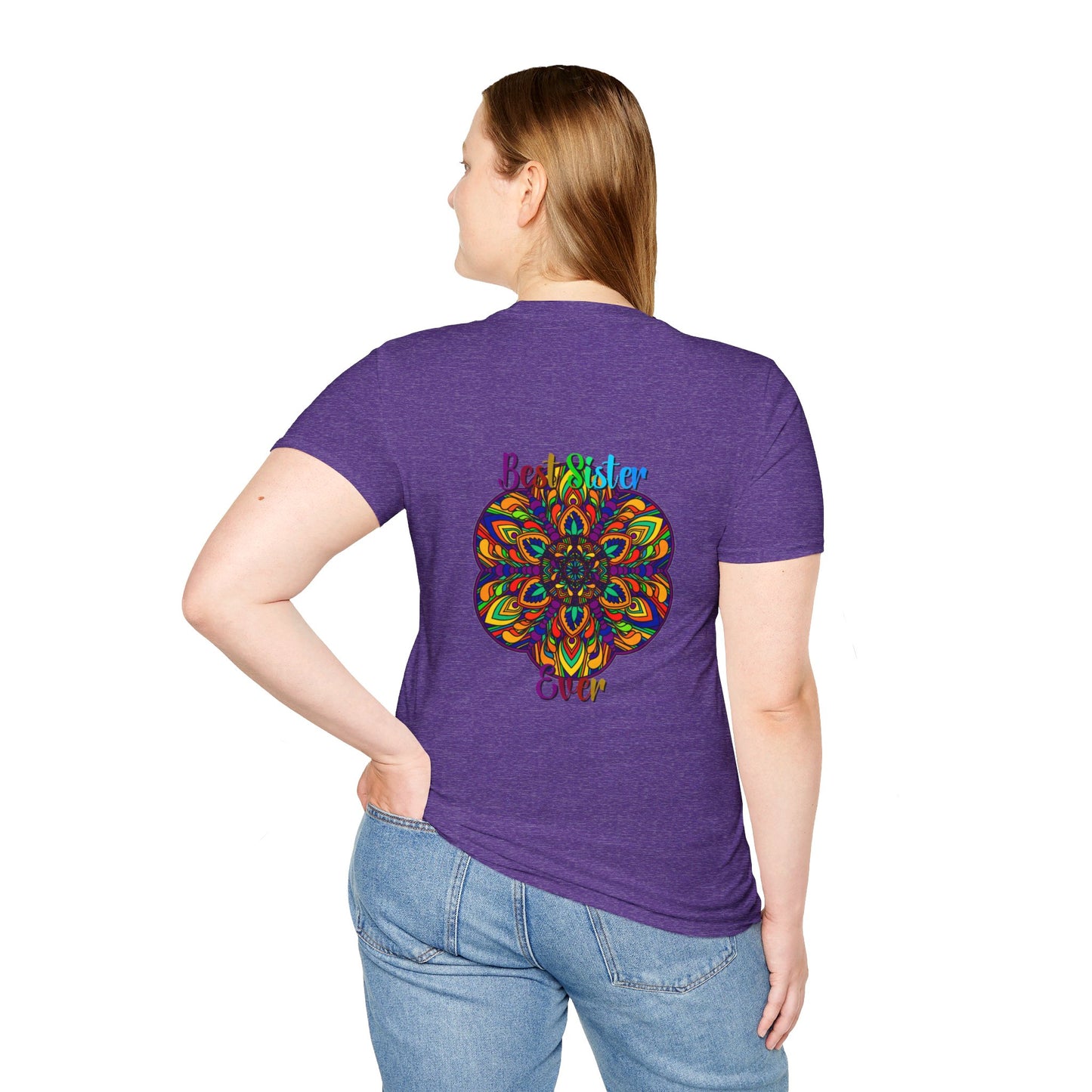 Softstyle t-shirt showcasing a stunning hand-drawn mandala design for sister