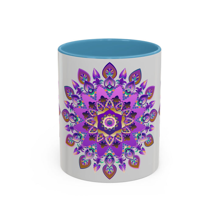  Exquisite artisan mug with a captivating purple and gold mandala motif 