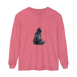 Black Cat Silhouette Unisex Long Sleeve T-Shirt in black with modern design