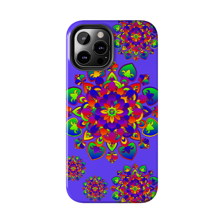 Colorful hand-drawn mandala rainbow design phone case for ultimate protection