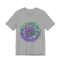 Vibrant and detailed mandala design on a colorful t-shirt