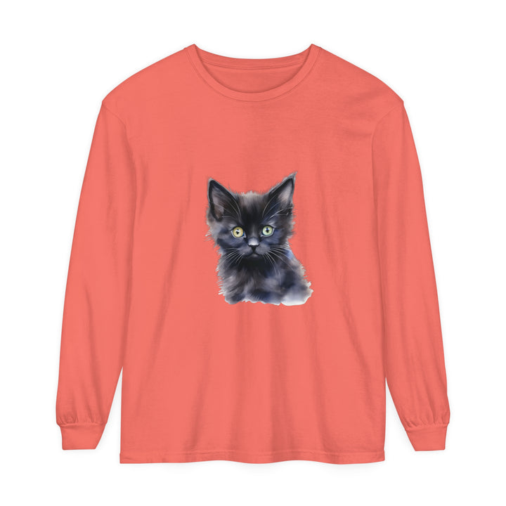 A long sleeve unisex t-shirt with a mystical kitten design