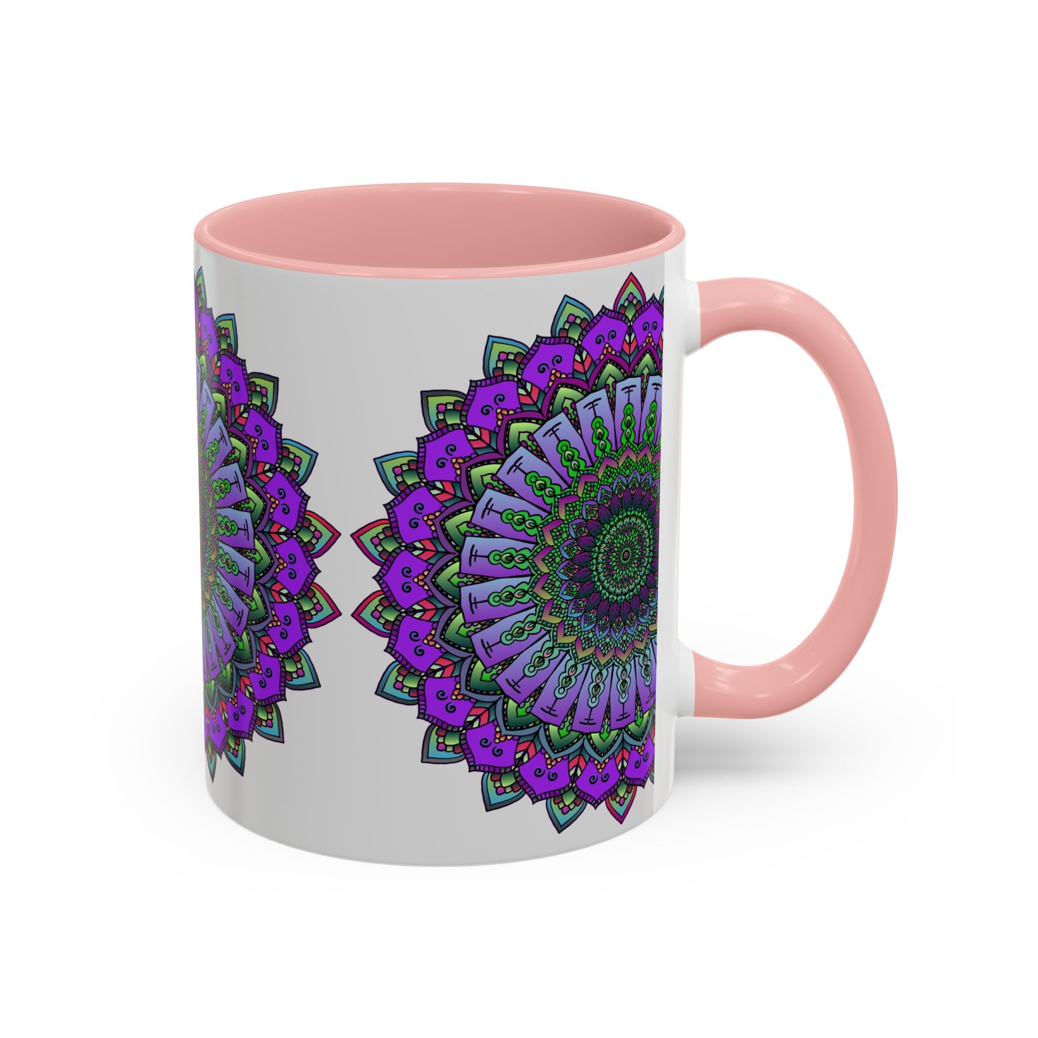 Colorful mandala design mug with spiritual art for a vibrant morning beverage