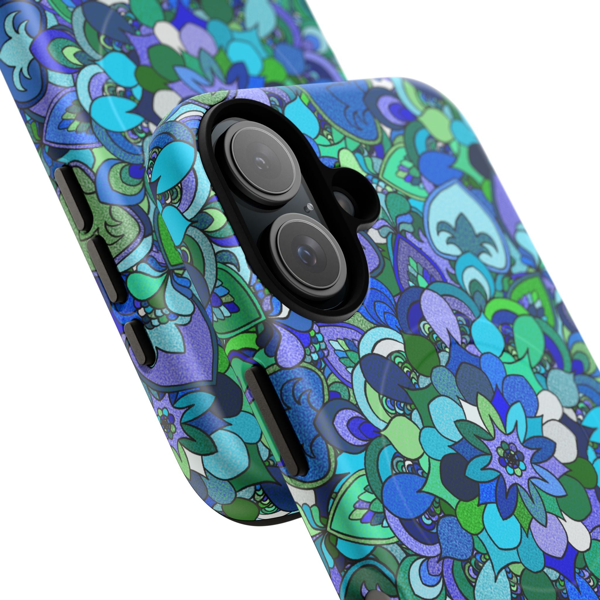 Floral Mandala Tough Magnetic Phone Case — Blue Green Pattern