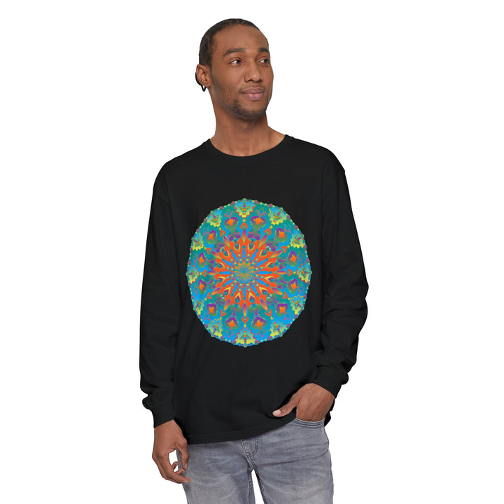 Flowy and relaxed rainbow mandala long sleeve t-shirt