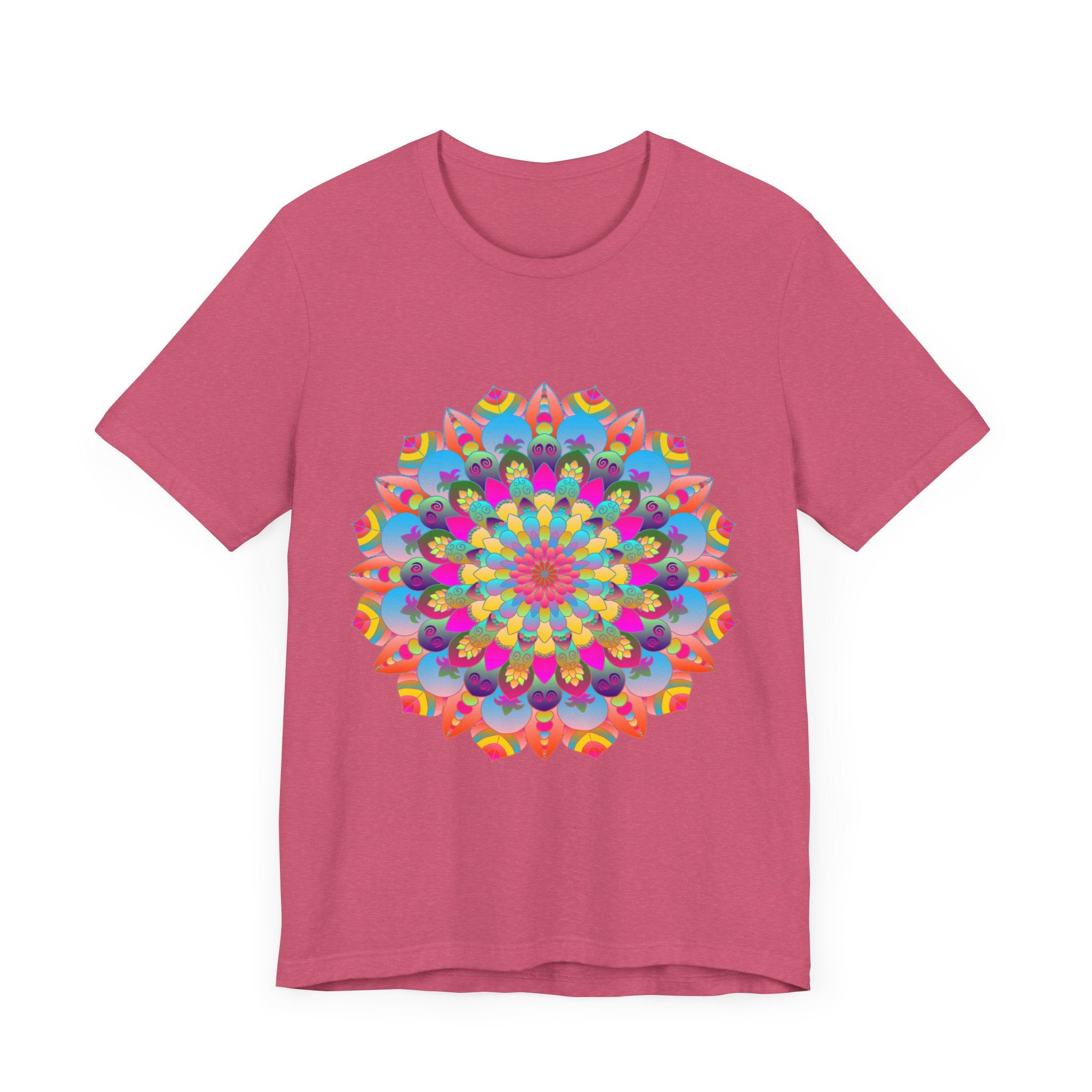 Vibrant and intricate mandala flower design t-shirt with psychedelic art