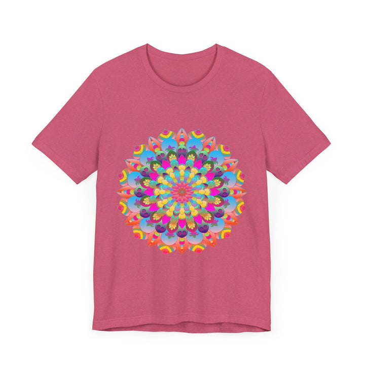 Vibrant and intricate mandala flower design t-shirt with psychedelic art