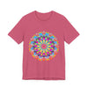 Vibrant and intricate mandala flower design t-shirt with psychedelic art