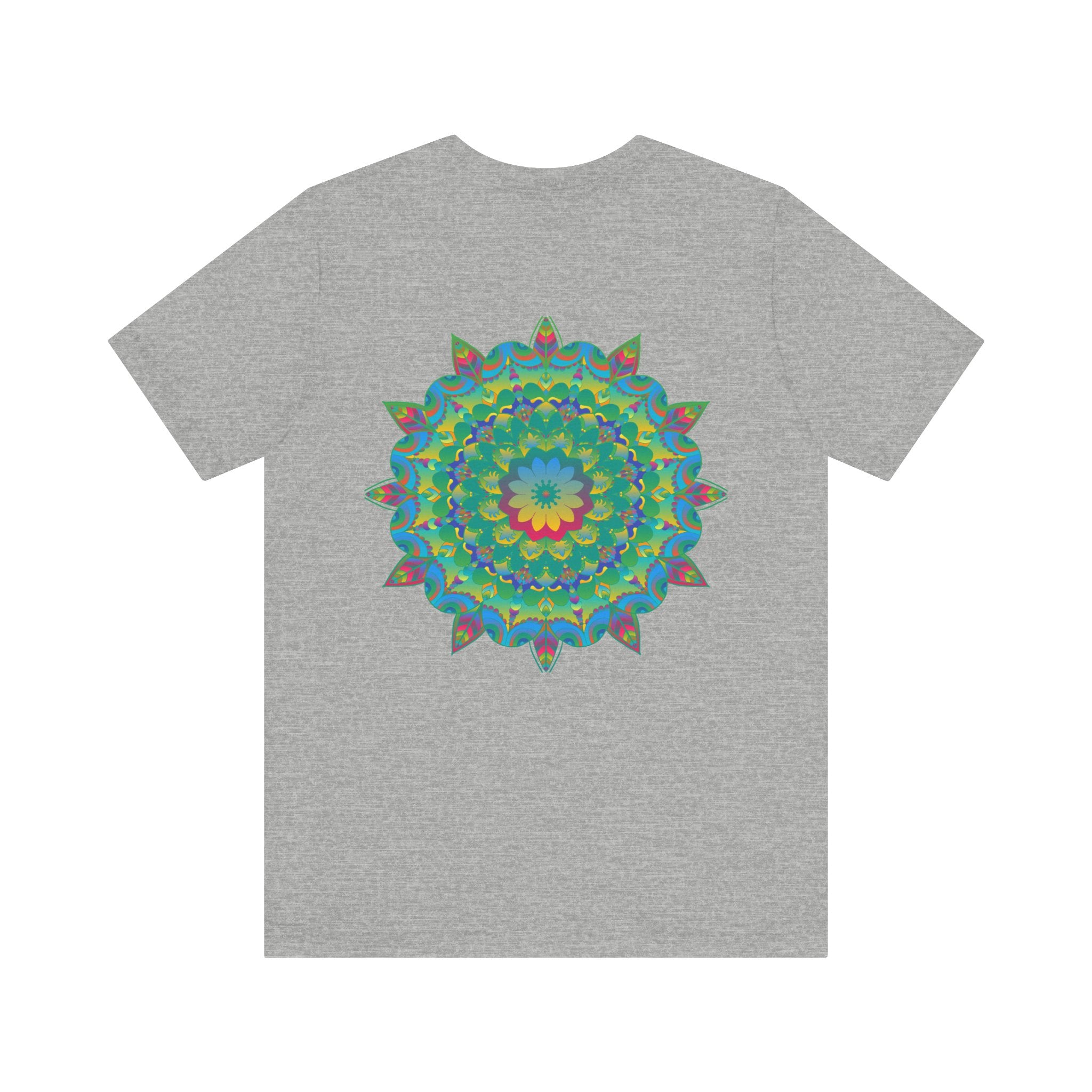 Vibrant mandala tee featuring intricate spiritual design for peace and harmony