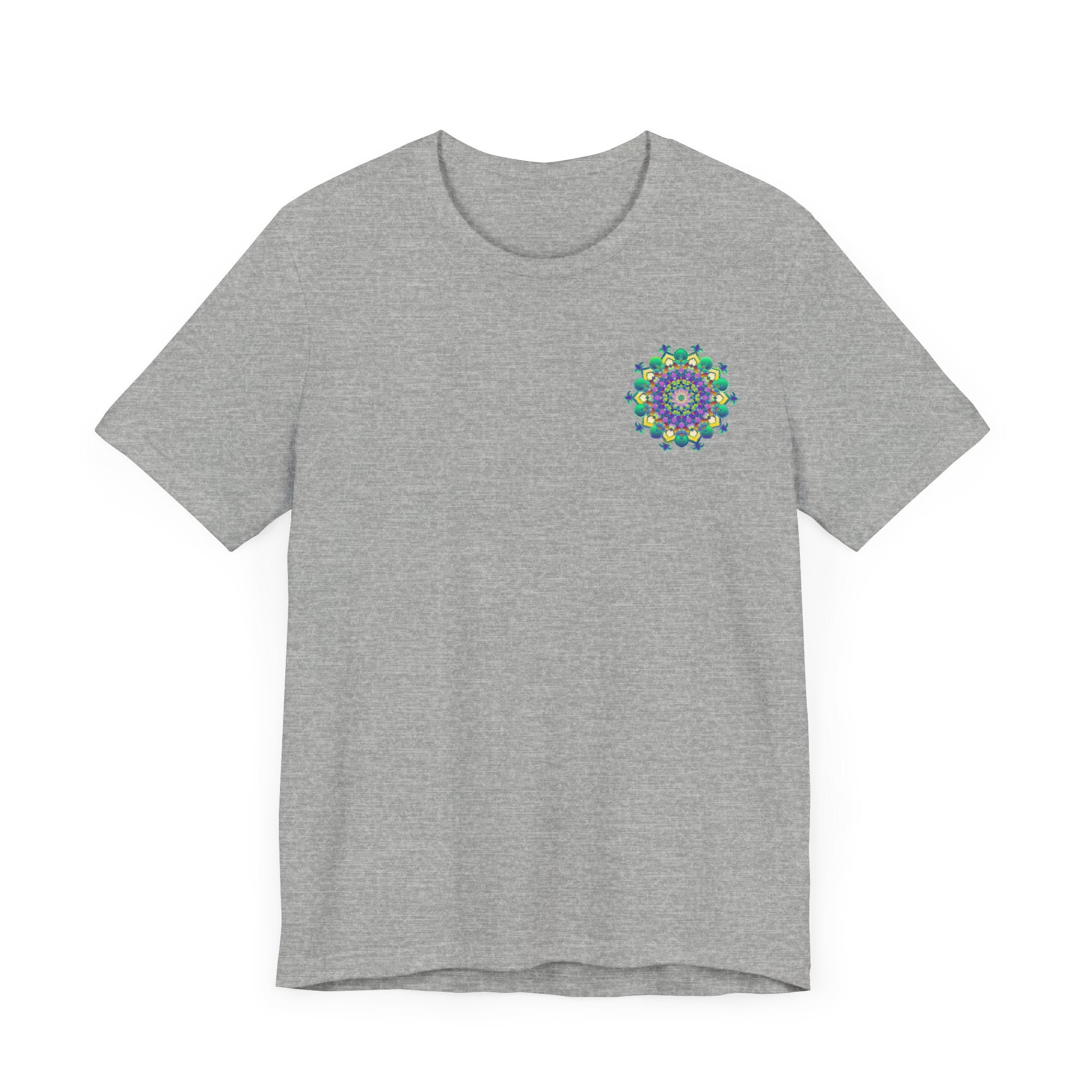 Colorful and intricate mandala design tee representing spiritual peace and harmony