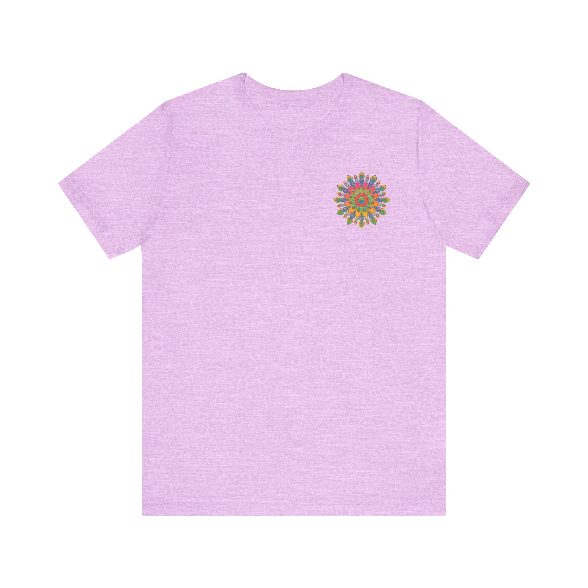 Abstract and spiritual t-shirt featuring a colorful mandala design