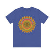 Colorful mandala design tee promoting spiritual peace and harmony with vibrant patterns and intricate details, perfect for yoga and meditation enthusiasts
