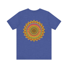 Colorful mandala design tee promoting spiritual peace and harmony with vibrant patterns and intricate details, perfect for yoga and meditation enthusiasts