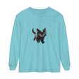 A colorful watercolor illustration of a playful kitten printed on a high-quality t-shirt