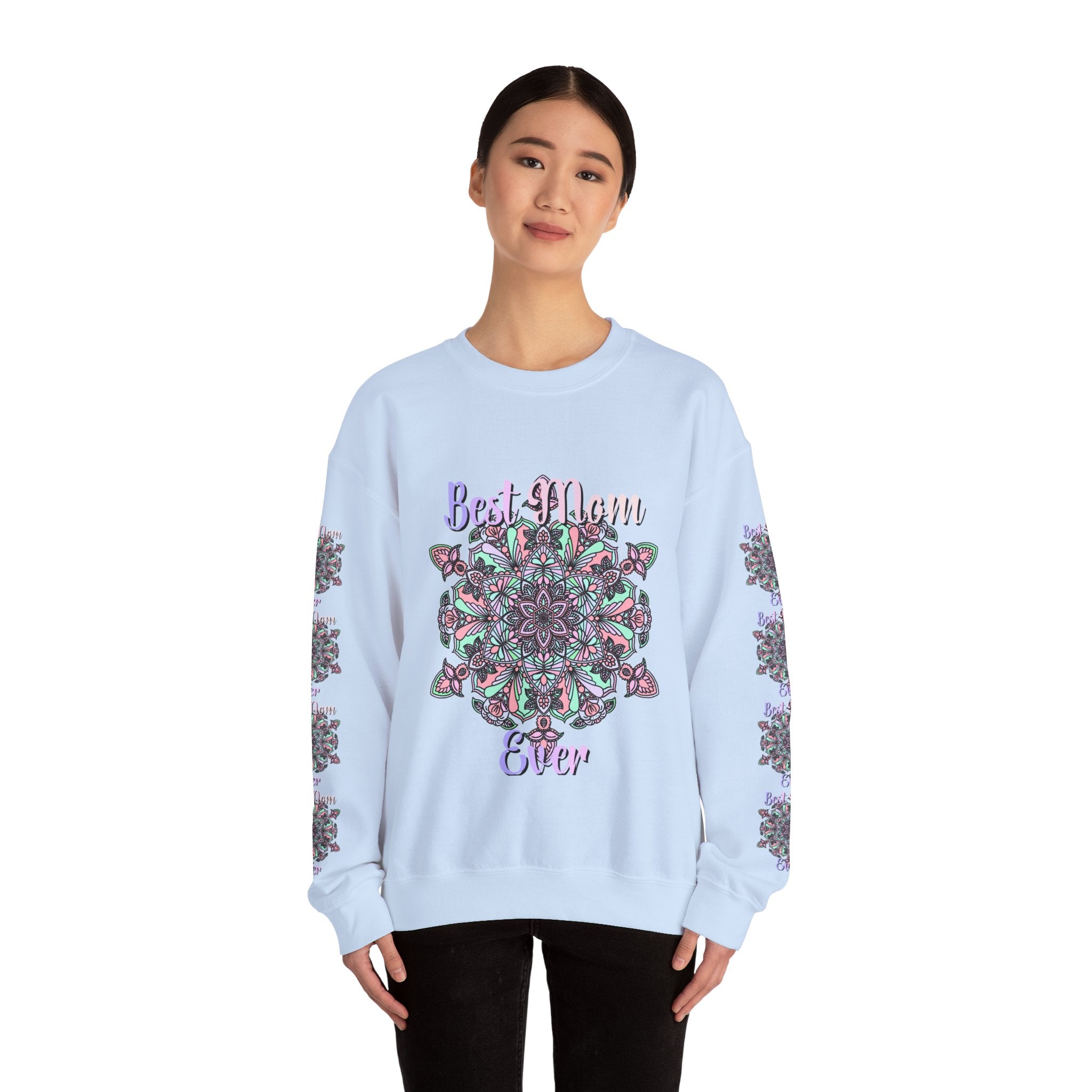 Mandala Design Sweatshirt in Soft Pink and Lavender for Moms