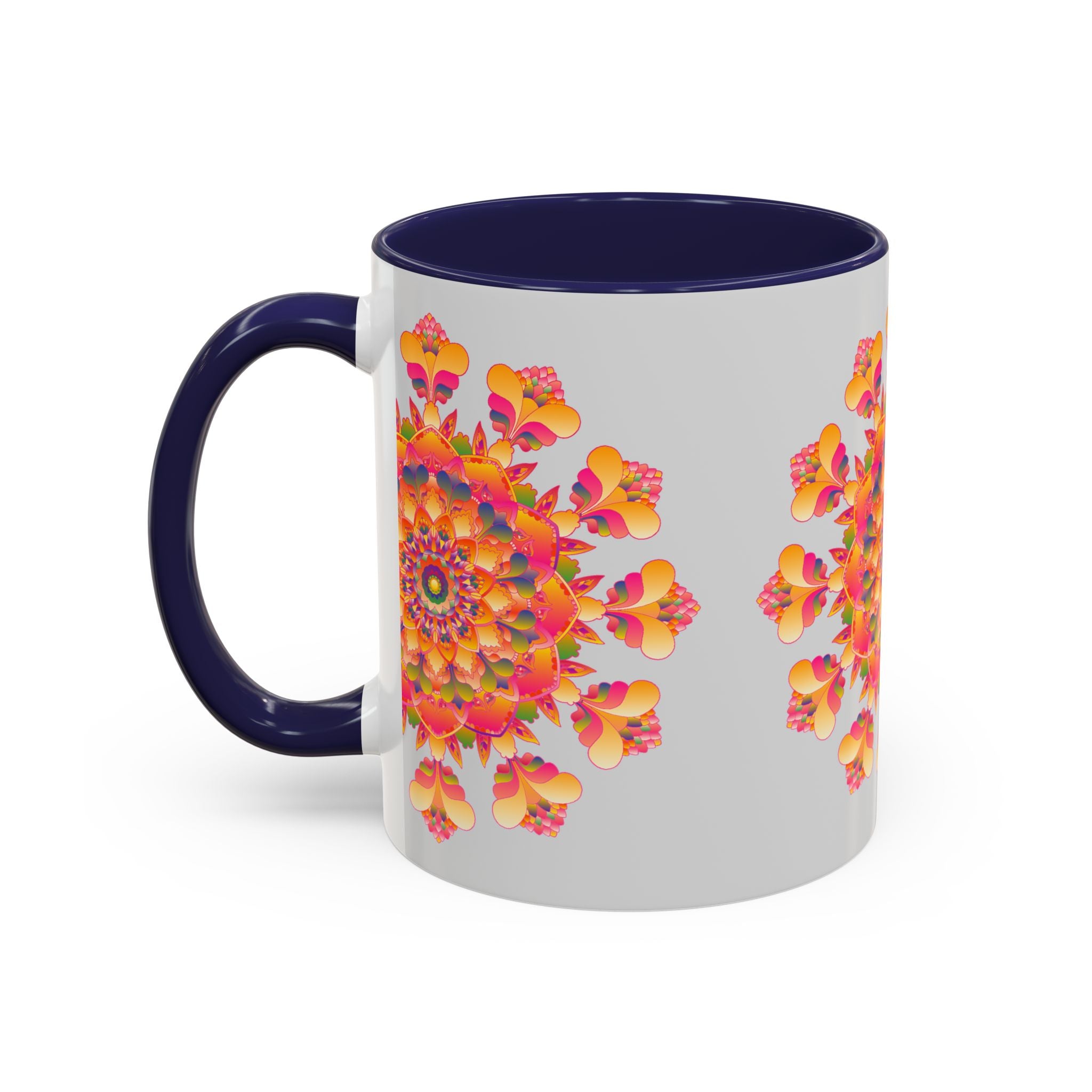 Beautiful handmade Mandala Art Mug with vibrant floral design and intricate details