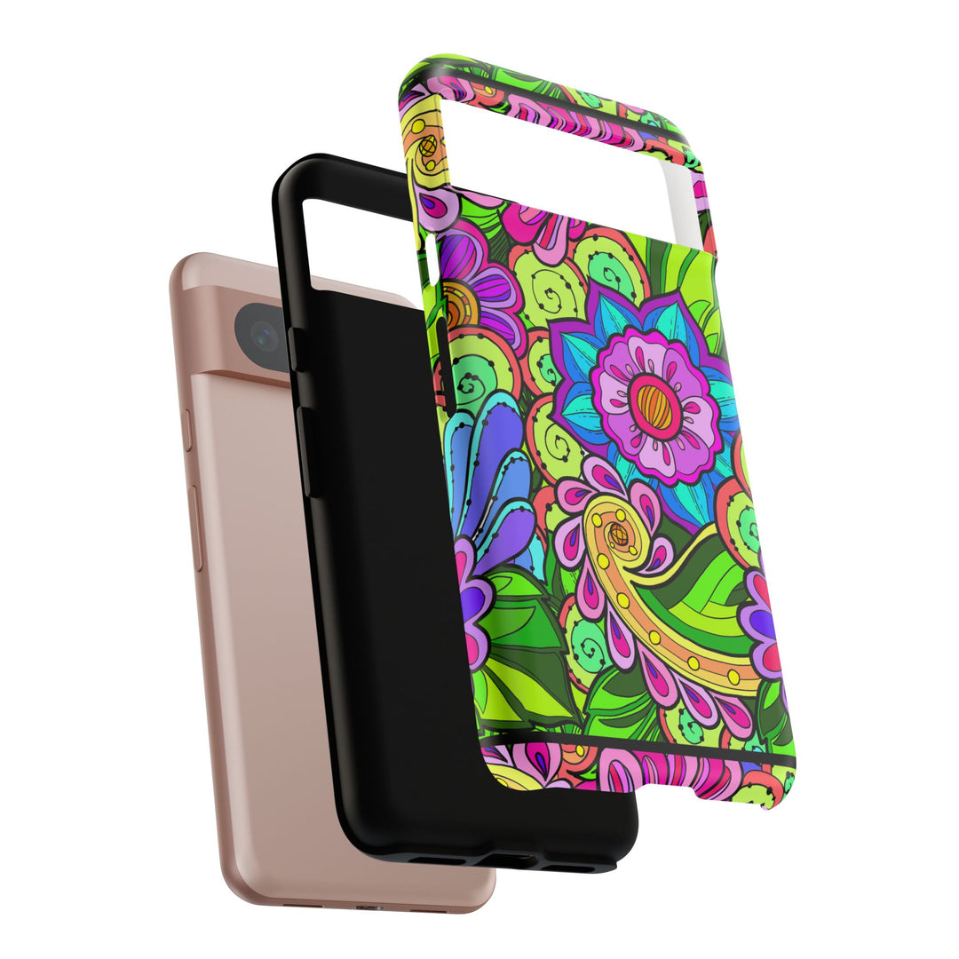 Floral Fantasy iPhone and Google Pixel Case in Bright Green Palette