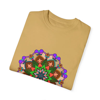 Unisex Mandala T-Shirt featuring Hand-Drawn Mandala Art on 100% Ring-Spun Cotton, Garment-Dyed for Extra Comfort