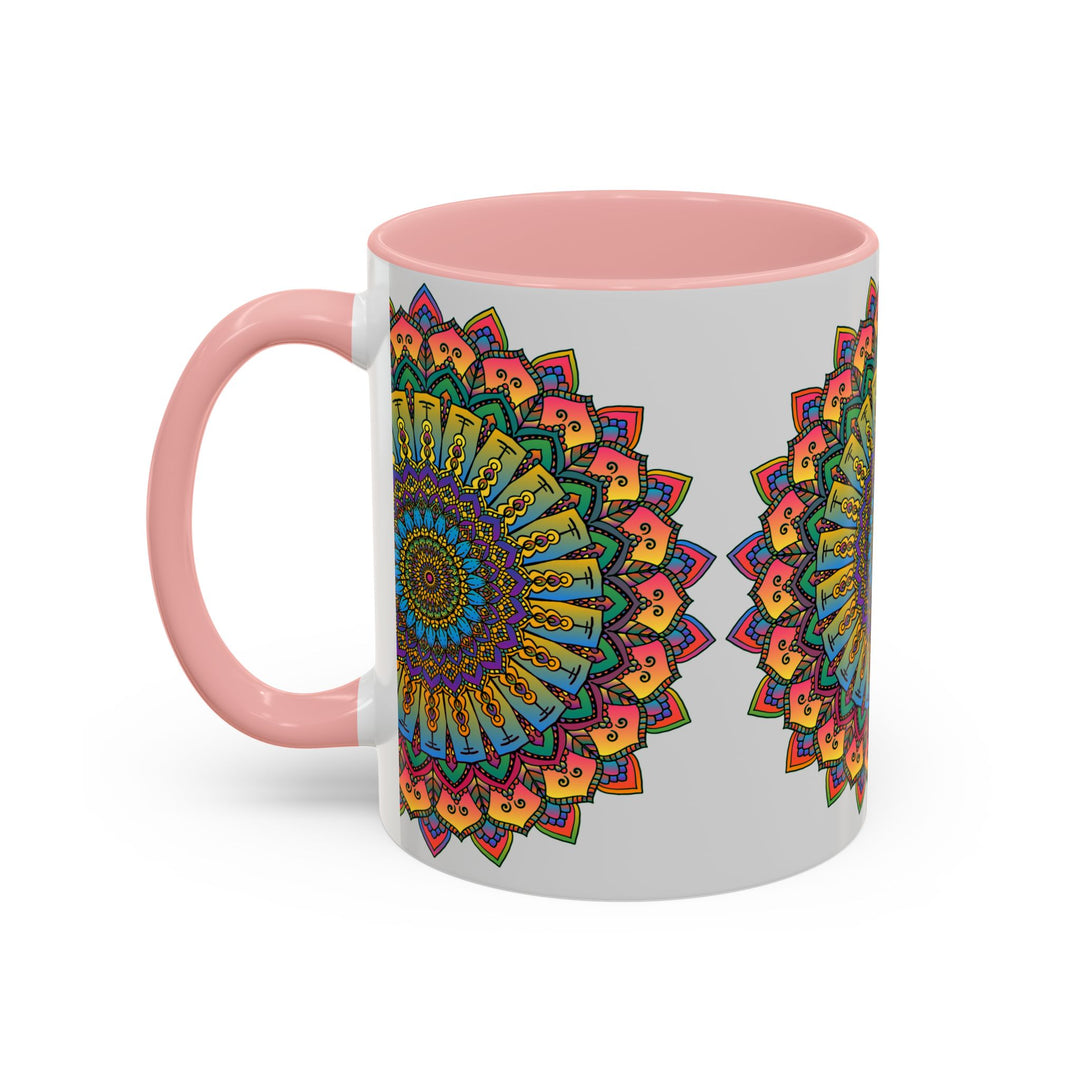 Colorful ceramic mug featuring a spiritual mandala art design, perfect for adding a touch of mindfulness to your morning coffee routine