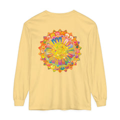 Intricate Mandala Unisex Long Sleeve T-Shirt featuring detailed mandala design in multiple colors