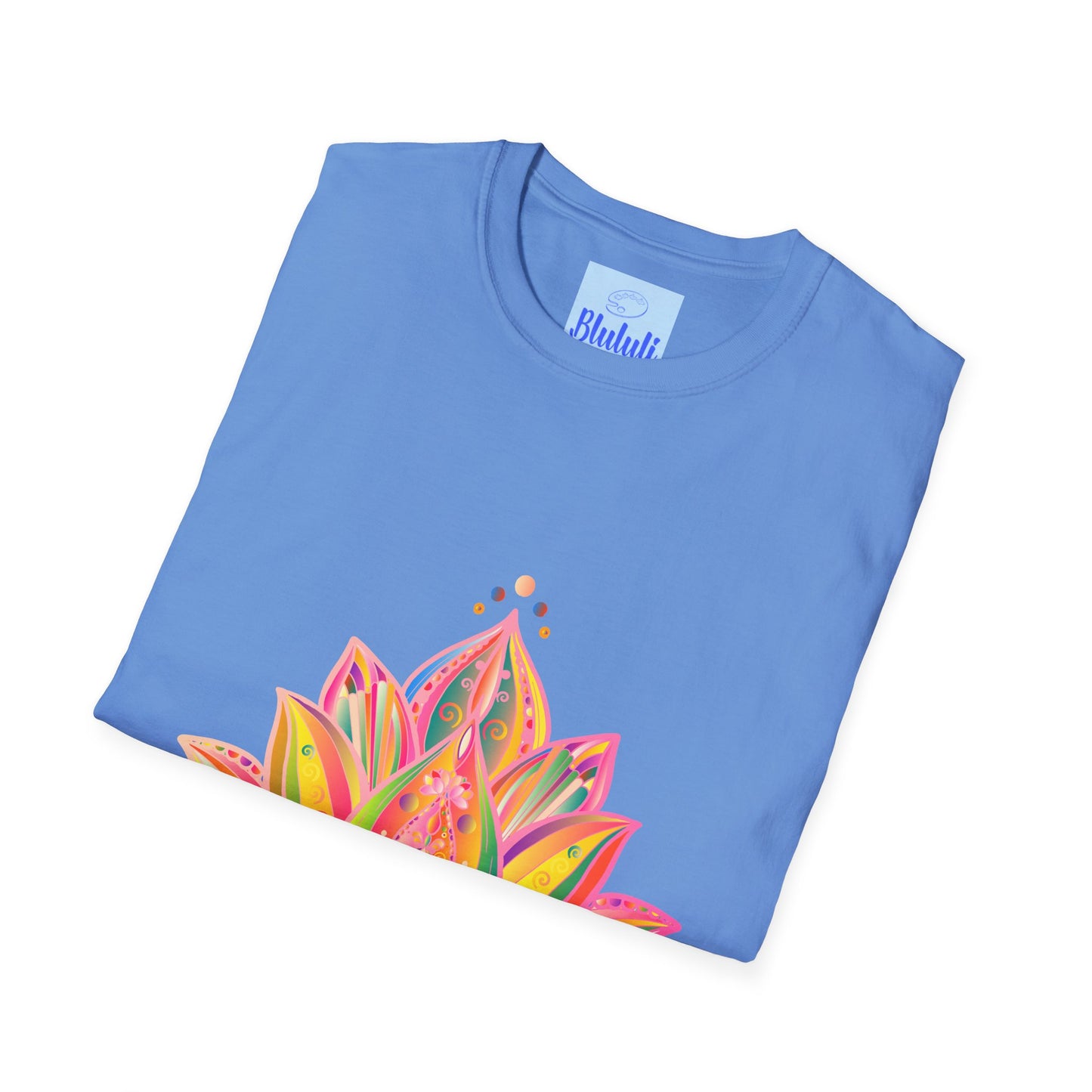 Lotus Mandala Unisex T-Shirt featuring a hand-drawn, unique design by Blululi