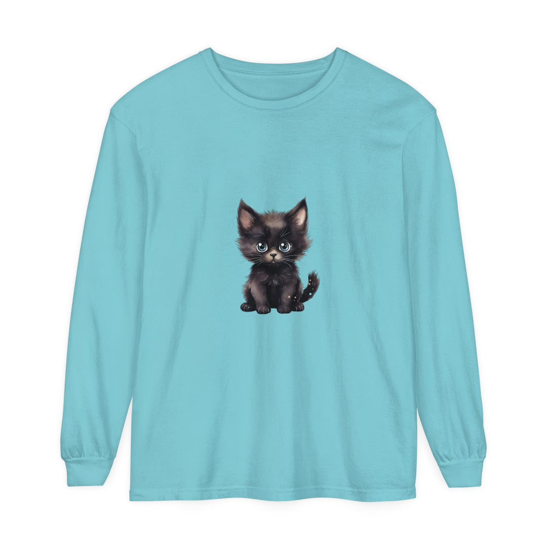 Cute Kitten with Blue Eyes Long Sleeve T-Shirt Alt Text 12