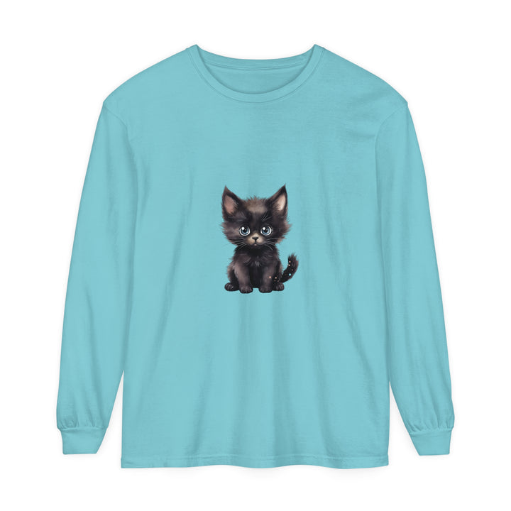 Cute Kitten with Blue Eyes Long Sleeve T-Shirt Alt Text 12