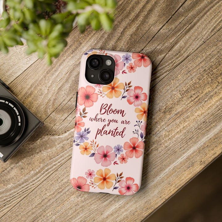 Phone case featuring a light pink flower garland bloom design, perfect for showcasing your style and protecting your phone