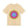 Vibrant Mandala Tee featuring a colorful and intricate design with bold, eye-catching patterns and vivid hues, perfect for adding a pop of color to your wardrobe