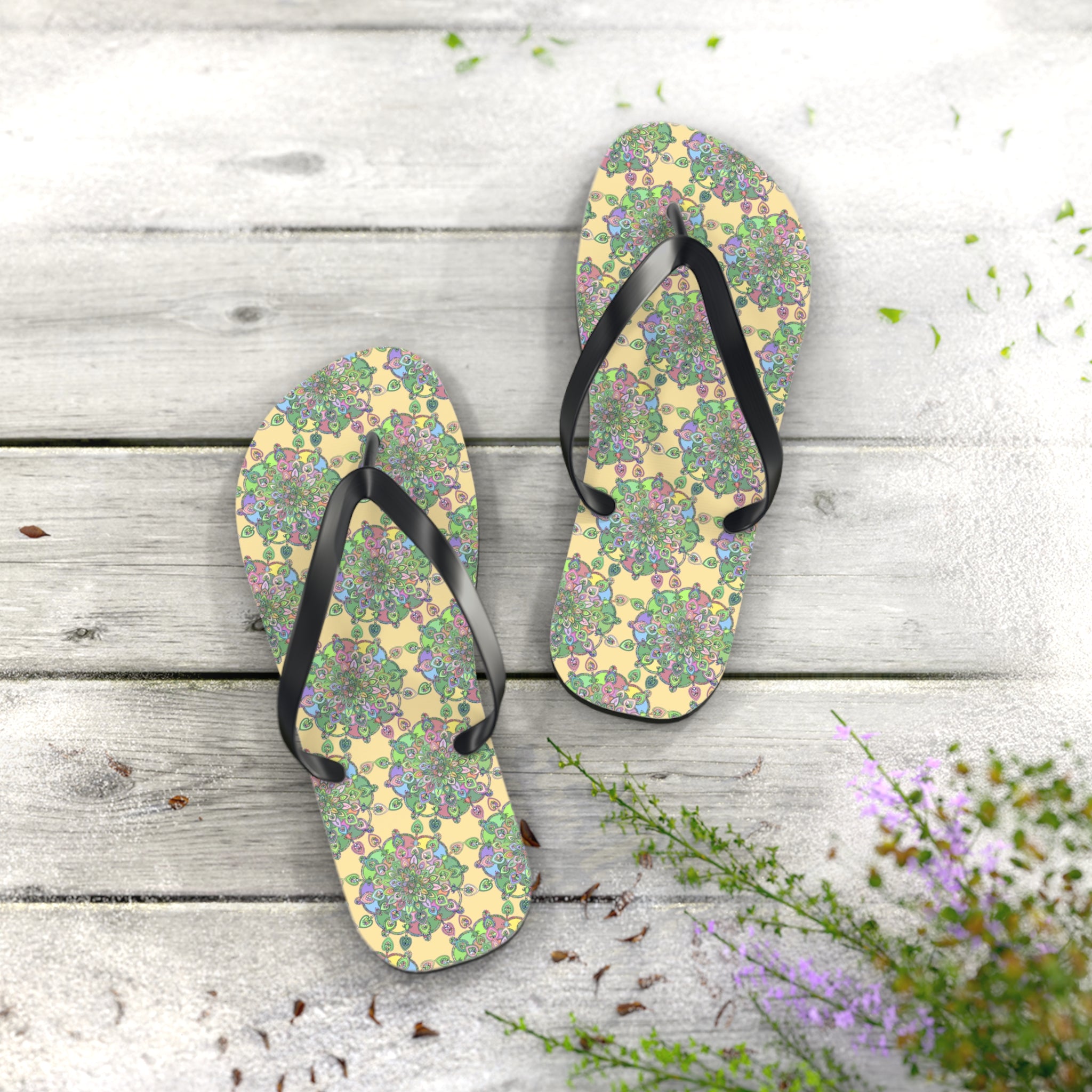Colorful Floral Flip Flops, Summer Beach Footwear, Casual Sandals, Gift for Vacation, Boho Style