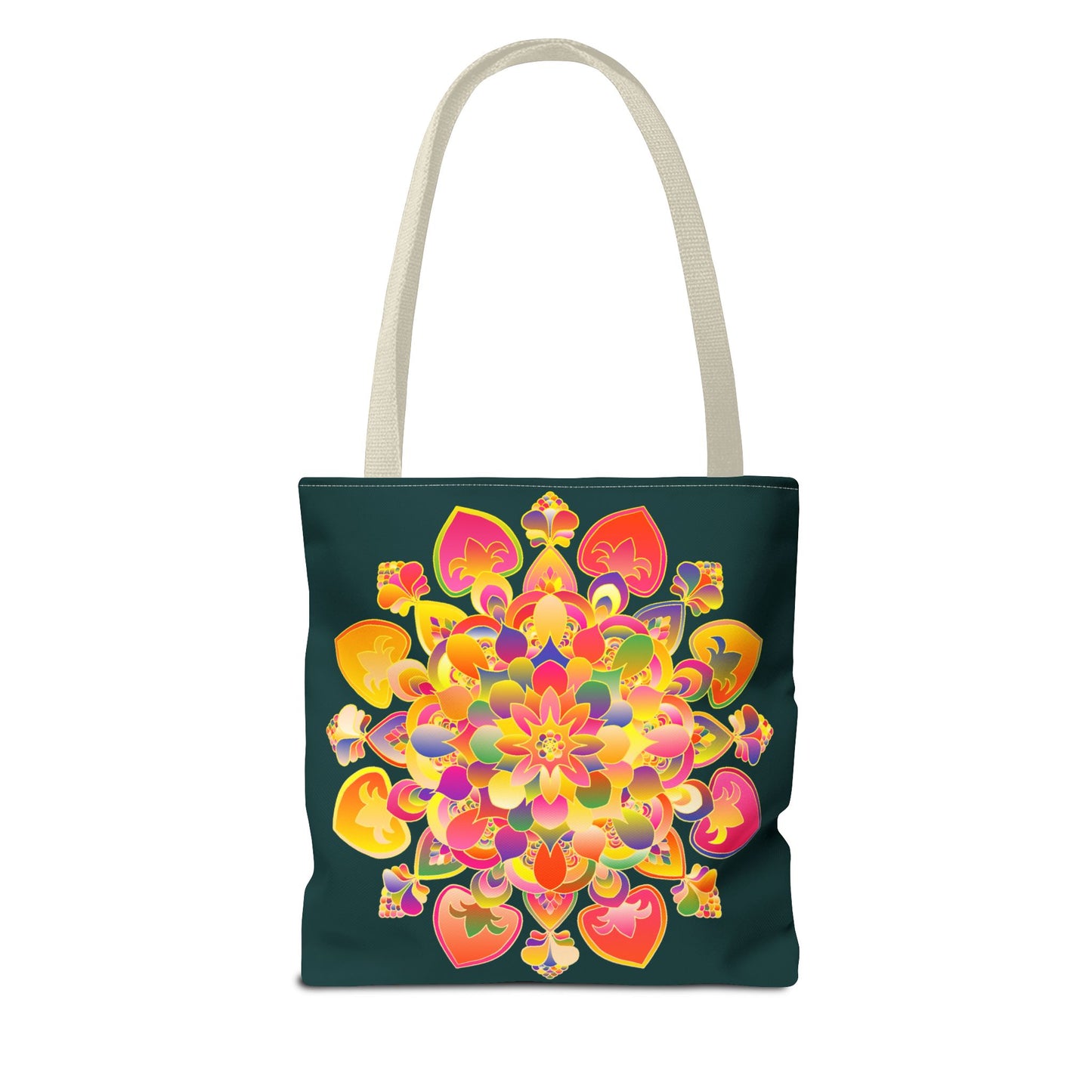 Beautiful mandala lotus tote bag with intricate floral design and vibrant colors