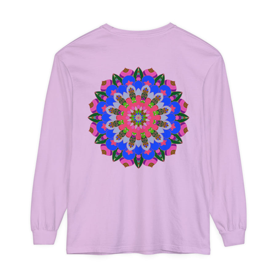 Colorful Mandala Long Sleeve T-Shirt with Handmade Feel