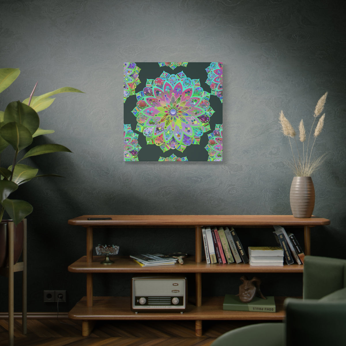Vibrant Mandala Matte Canvas Wall Art — Colorful Floral Boho Stretched Print