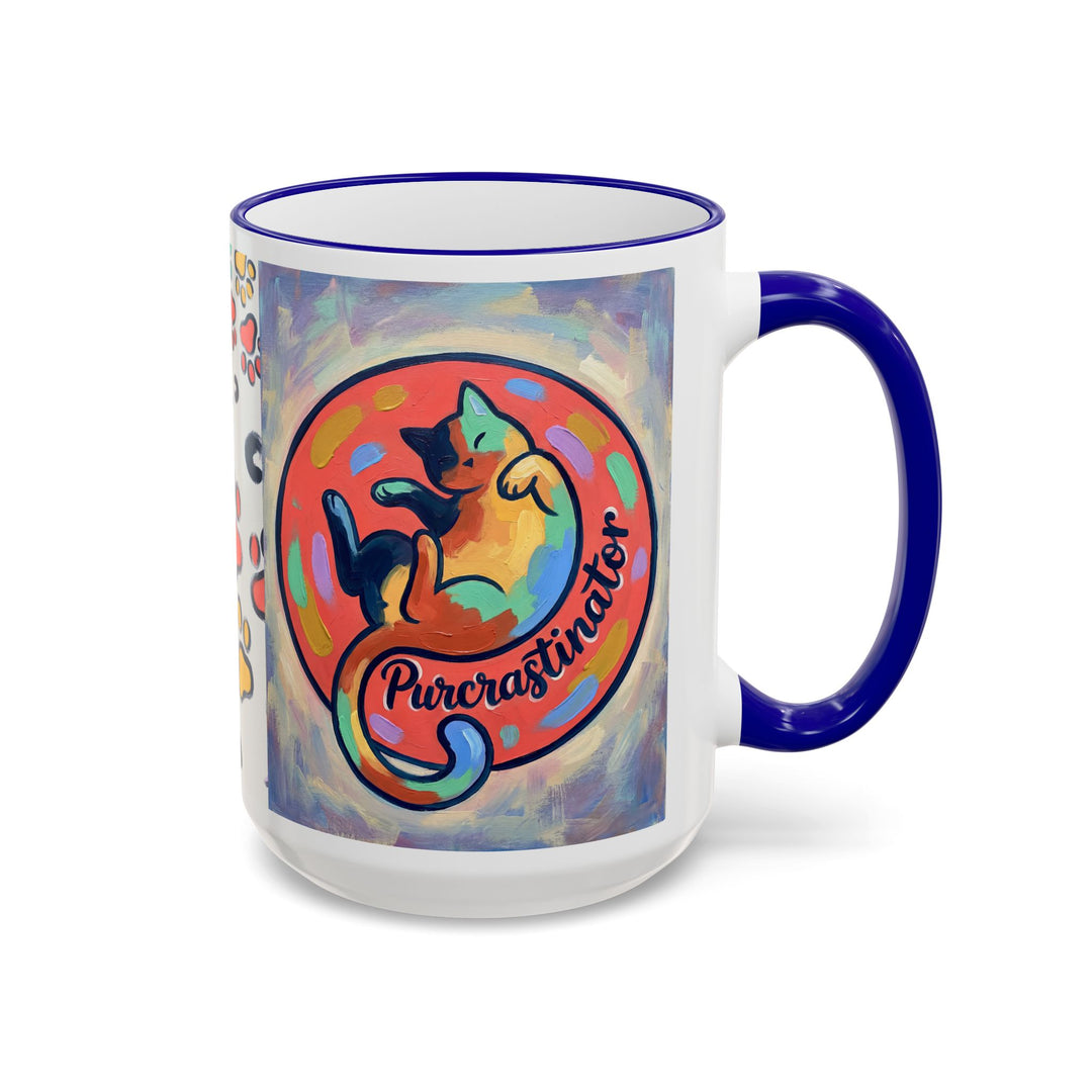 Colorful Paw Print Pet Lover Accent Rim Mug (11oz/15oz)