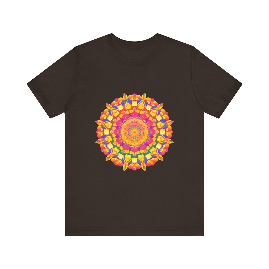Vibrant and detailed mandala tee with intricate and colorful pattern design