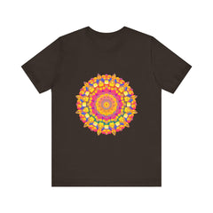 Vibrant and detailed mandala tee with intricate and colorful pattern design