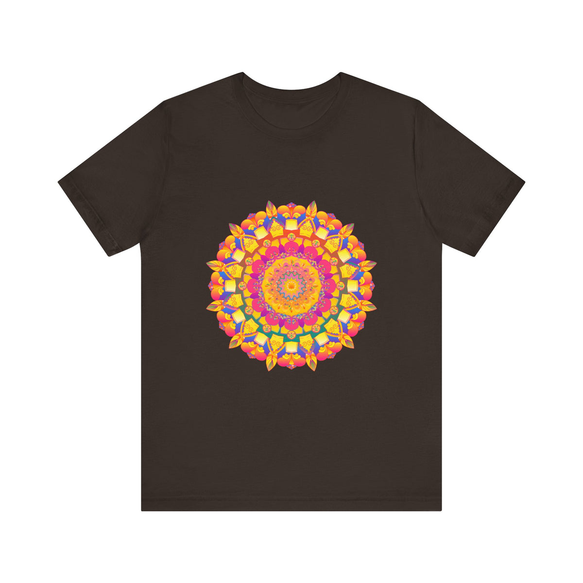 Vibrant and detailed mandala tee with intricate and colorful pattern design