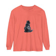 Black Cat Watercolor Long Sleeve T-Shirt featuring a detailed watercolor image of a black cat on a comfortable long sleeve tee
